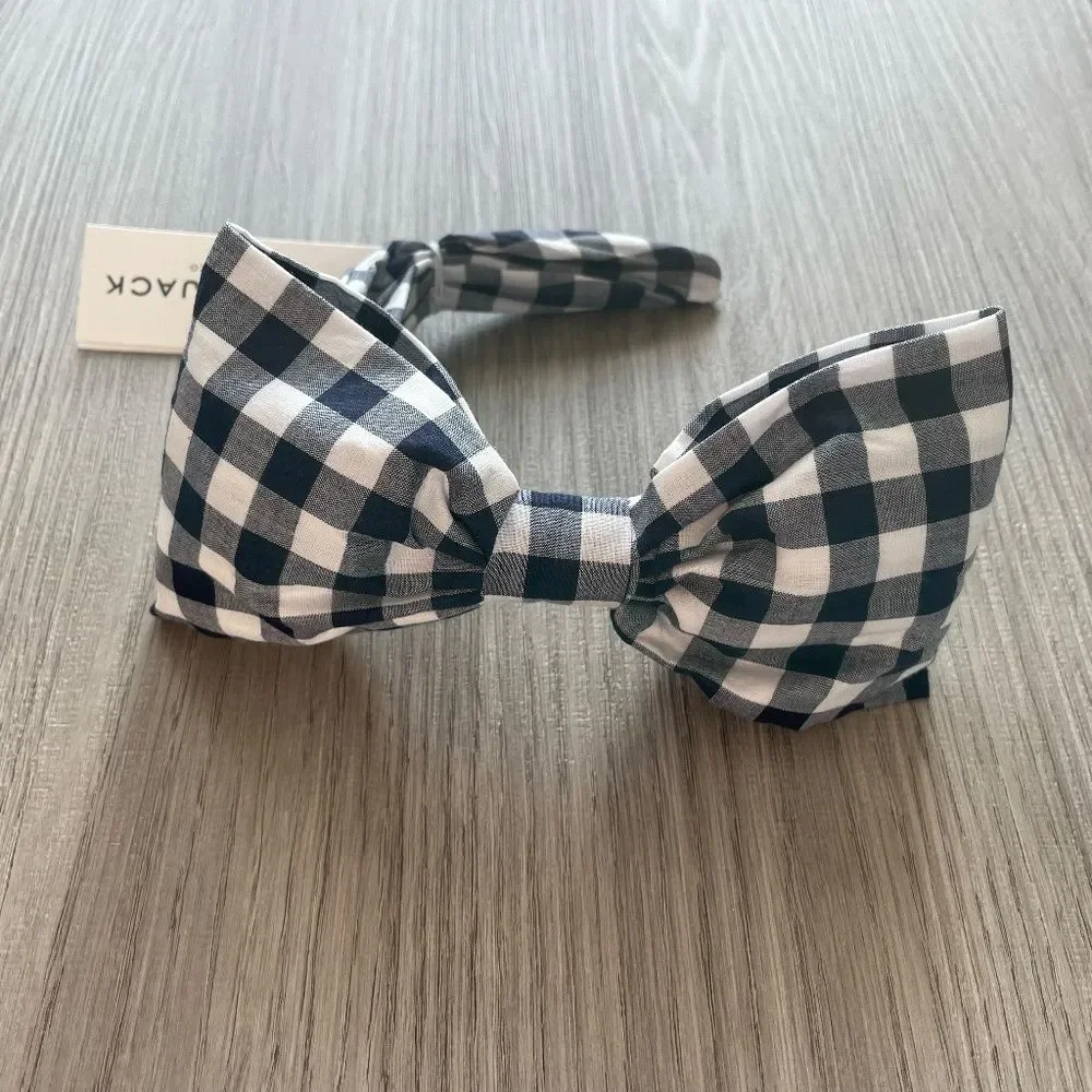 NWT Janie and Jack Gingham Bow Headband Navy One Size